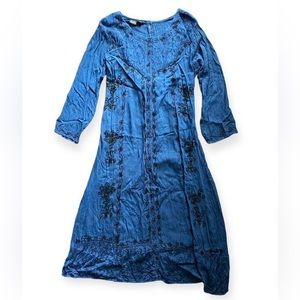 Vintage “S.R. Fashion” Boho Embroidered Rayon Dress